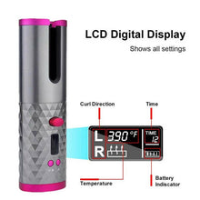 Load image into Gallery viewer, LCD Cordless Auto Rotating Ceramic Hair Curler